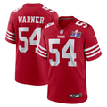 Men's San Francisco 49ers Fred Warner #54 Scarlet Super Bowl LVIII Game Jersey1