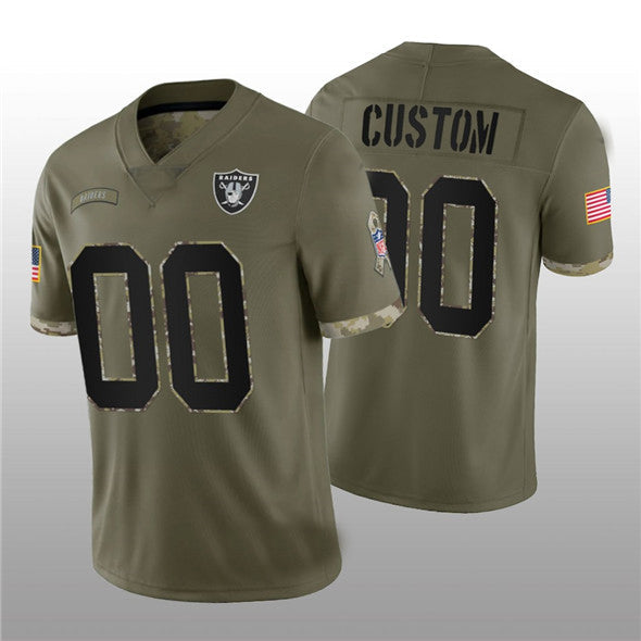 Custom1 Las Vegas Raiders ACTIVE PLAYER 2022 Olive Salute To Service Limited Stitched Jersey1  American Football Jerseys