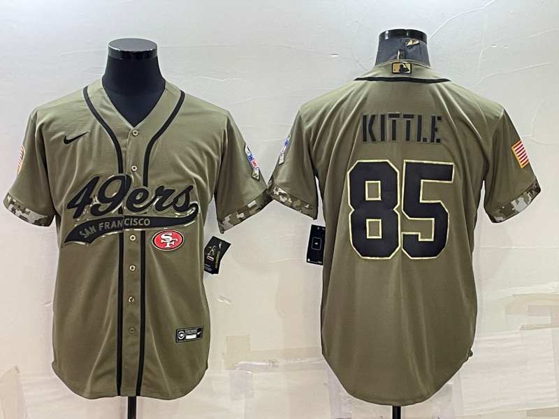 Men's San Francisco 49ers George Kittle #85 Olive 2022 Salute To Service Retired Player Limited Jersey1 Joint Edition