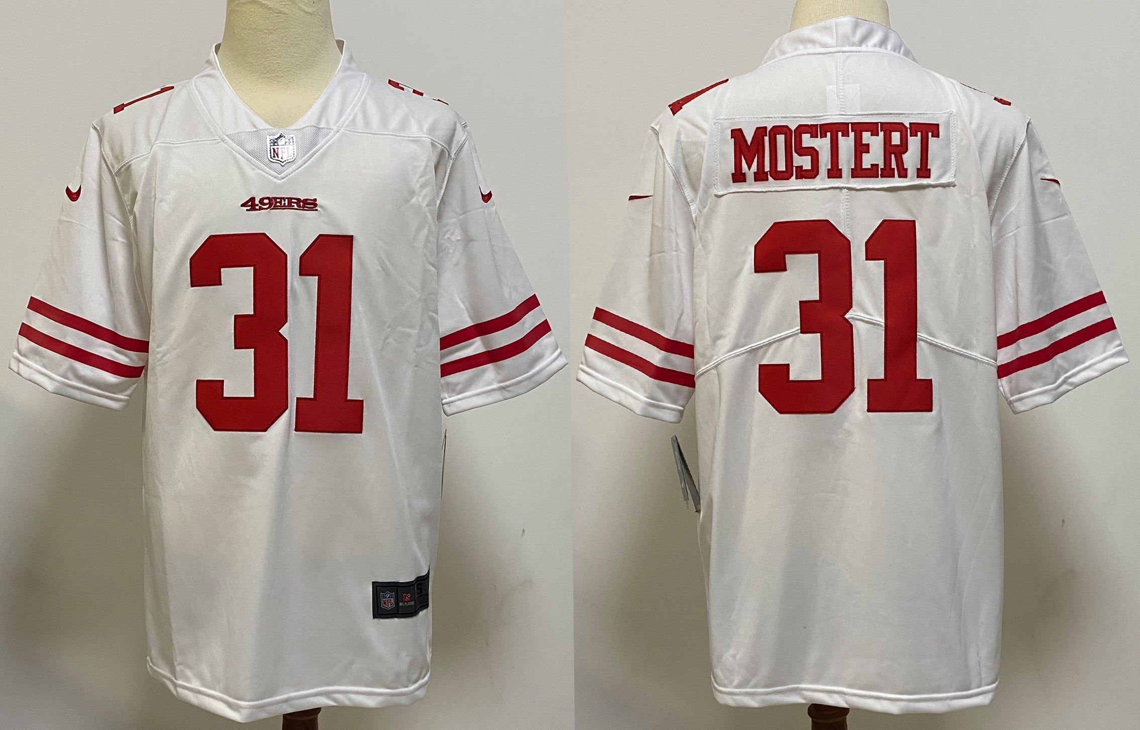 Men's San Francisco 49ers Raheem Mostert #31 White Game Player Jersey1